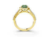 Yellow gold Fancy Green Radiant Cut Halo Pavé Diamond Engagement Ring with Split Shank and Four-Prong Setting_6