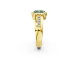 Yellow gold Fancy Green Radiant  Cut Halo Pave Band Four-Prong Ring_51