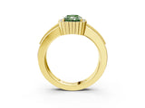 Yellow gold Fancy Green Radiant  Cut Halo Pave Band Four-Prong Ring_52
