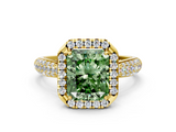 Yellow gold Fancy Green Radiant  Cut Halo Pave Band Four-Prong Setting Ring_20