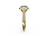 Yellow gold Fancy Green Radiant  Cut Halo Pave Band Four-Prong Setting Ring_22