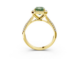 Yellow gold Fancy Green Radiant  Cut Halo Pave Band Four-Prong Setting Ring_23