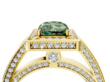 Yellow gold Fancy Green Radiant  Cut Halo Pave Split Shank Prong Setting Ring_36