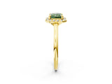 Yellow gold Fancy Green Radiant Cut Halo Round Diamond Solitaire Engagement Ring with Pave Band and Four-Prong Setting_14
