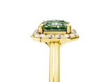 Yellow gold Fancy Green Radiant Cut Halo Round Diamond Solitaire Engagement Ring with Pave Band and Four-Prong Setting_17