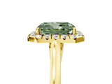 Yellow gold Fancy Green Radiant Cut Halo Round Diamond Solitaire Ring with Pavé Band and Four-Prong Setting_5