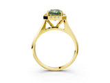 Yellow gold Fancy Green Radiant  Cut Halo Solitaire Engagement Ring with Square Band and Four-Prong Setting_186
