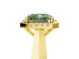 Yellow gold Fancy Green Radiant  Cut Halo Solitaire Engagement Ring with Square Band and Four-Prong Setting_188