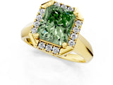 Yellow gold Fancy Green Radiant  Cut Halo Solitaire Engagement Ring with Square Band and Four-Prong Setting_67