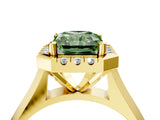 Yellow gold Fancy Green Radiant  Cut Halo Solitaire Engagement Ring with Square Band and Four-Prong Setting_70