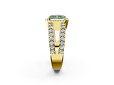 Yellow gold Fancy Green Radiant  Cut Halo Split Shank Diamond Ring with Four-Prong Setting_45