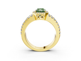 Yellow gold Fancy Green Radiant  Cut Halo Split Shank Diamond Ring with Four-Prong Setting_46