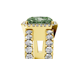 Yellow gold Fancy Green Radiant  Cut Halo Split Shank Diamond Ring with Four-Prong Setting_48