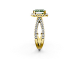 Yellow gold Fancy Green Radiant  Cut Halo Split Shank Pave Set Ring_64