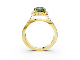 Yellow gold Fancy Green Radiant  Cut Halo Split Shank Pave Set Ring_65