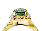 Yellow gold Fancy Green Radiant  Cut Halo Split Shank Pave Set Ring_66