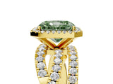 Yellow gold Fancy Green Radiant  Cut Halo Split Shank Prong Setting Ring_17
