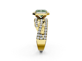Yellow gold Fancy Green Radiant  Cut Halo Split Shank Prong Setting Ring_58