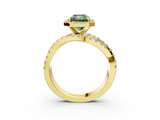 Yellow gold Fancy Green Radiant  Cut Halo Split Shank Prong Setting Ring_59