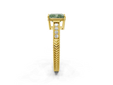 Yellow gold Fancy Green Radiant  Cut Milgrain Channel Set Engagement Ring with Solitaire Prong Setting_51