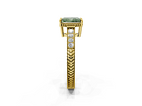 Yellow gold Fancy Green Radiant  Cut Milgrain Channel Set Engagement Ring with Solitaire Prong Setting_52