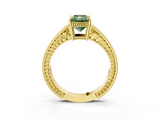 Yellow gold Fancy Green Radiant  Cut Milgrain Channel Set Engagement Ring with Solitaire Prong Setting_53