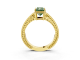 Yellow gold Fancy Green Radiant  Cut Milgrain Channel Set Engagement Ring with Solitaire Prong Setting_54