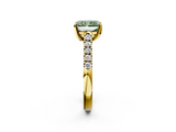 Yellow gold Fancy Green Radiant  Cut Pavé Band Solitaire Ring with Four-Prong Setting_47