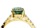Yellow gold Fancy Green Radiant  Cut Pavé Band Solitaire Ring with Four-Prong Setting_49