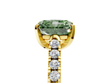 Yellow gold Fancy Green Radiant  Cut Pavé Band Solitaire Ring with Four-Prong Setting_50
