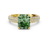 Yellow gold Fancy Green Radiant  Cut Pave Diamond Engagement Ring with Channel Set Band and Four-Prong Setting_37