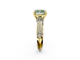Yellow gold Fancy Green Radiant  Cut Pave Diamond Engagement Ring with Channel Set Band and Four-Prong Setting_39