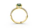 Yellow gold Fancy Green Radiant  Cut Pave Diamond Engagement Ring with Channel Set Band and Four-Prong Setting_40