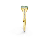 Yellow gold Fancy Green Radiant Cut Solitaire Cathedral Diamond Engagement Ring with Channel-Set Band and Four-Prong Setting_5