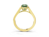 Yellow gold Fancy Green Radiant Cut Solitaire Cathedral Diamond Engagement Ring with Channel-Set Band and Four-Prong Setting_6