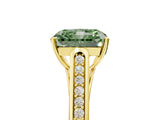 Yellow gold Fancy Green Radiant Cut Solitaire Cathedral Diamond Engagement Ring with Channel-Set Band and Four-Prong Setting_8