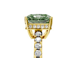 Yellow gold Fancy Green Radiant Cut Solitaire Diamond Engagement Ring with Pavé Band and Six-Prong Setting_17