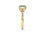 Yellow gold Fancy Green Radiant Cut Solitaire Diamond Engagement Ring with Pavé Band and Six-Prong Setting_26
