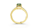 Yellow gold Fancy Green Radiant Cut Solitaire Diamond Engagement Ring with Pavé Band and Six-Prong Setting_27