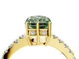 Yellow gold Fancy Green Radiant Cut Solitaire Diamond Engagement Ring with Pavé Band and Six-Prong Setting_28