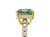 Yellow gold Fancy Green Radiant Cut Solitaire Diamond Engagement Ring with Pavé Band and Six-Prong Setting_29