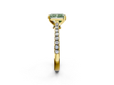Yellow gold Fancy Green Radiant  Cut Solitaire Diamond Engagement Ring with Pave Band and Four-Prong Setting_151