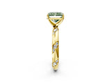 Yellow gold Fancy Green Radiant Cut Solitaire Diamond Engagement Ring with Twisted Pave Band and Four-Prong Setting_5
