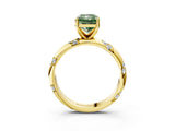 Yellow gold Fancy Green Radiant Cut Solitaire Diamond Engagement Ring with Twisted Pave Band and Four-Prong Setting_6