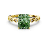 Yellow gold Fancy Green Radiant Cut Solitaire Diamond Ring with Infinity Twist Band and Four-Prong Setting_12