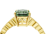 Yellow gold Fancy Green Radiant Cut Solitaire Diamond Ring with Infinity Twist Band and Four-Prong Setting_16