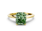 Yellow gold Fancy Green Radiant Cut Solitaire Diamond Ring with Six-Prong Setting and Classic Band_12