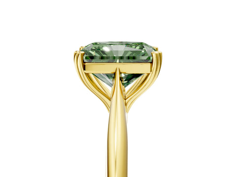 Yellow gold Fancy Green Radiant Cut Solitaire Diamond Ring with Six-Prong Setting and Classic Band_5