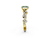 Yellow gold Fancy Green Radiant  Cut Solitaire Diamond Twisted Band with Pave Setting_61