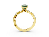 Yellow gold Fancy Green Radiant  Cut Solitaire Diamond Twisted Band with Pave Setting_62